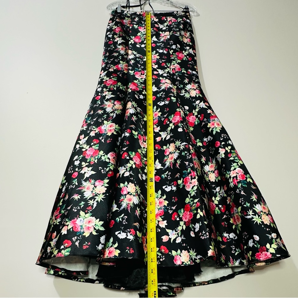 Dave & Johnny Formal Mermaid Floral Black Maxi Formal 4 Prom Skirt Size 3/4